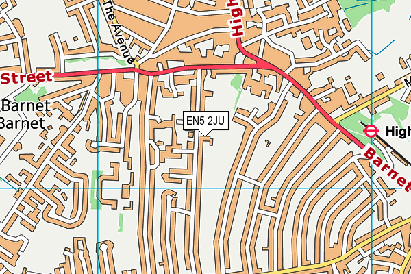 EN5 2JU map - OS VectorMap District (Ordnance Survey)