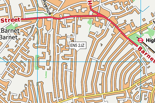 EN5 2JZ map - OS VectorMap District (Ordnance Survey)