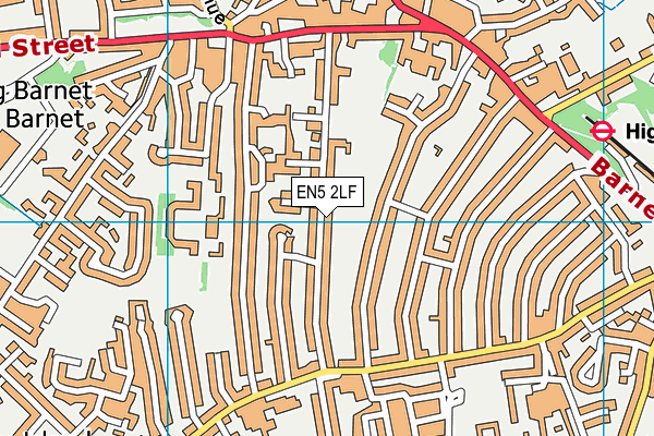 EN5 2LF map - OS VectorMap District (Ordnance Survey)