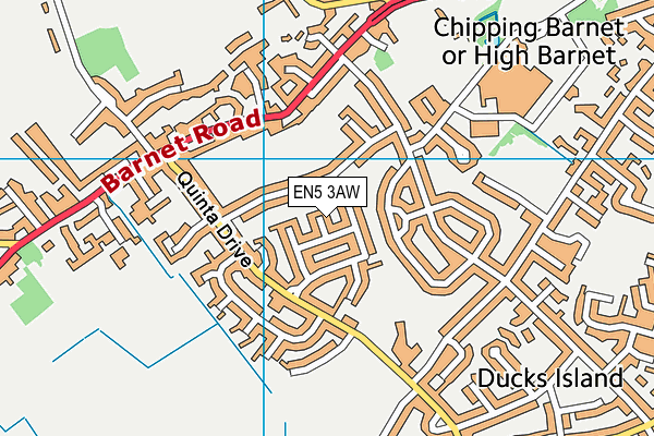 EN5 3AW map - OS VectorMap District (Ordnance Survey)