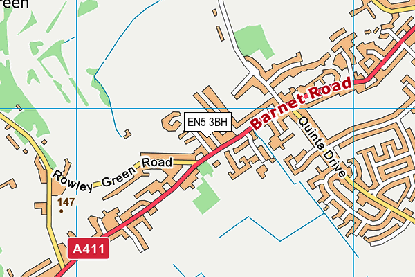 EN5 3BH map - OS VectorMap District (Ordnance Survey)