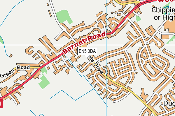 EN5 3DA map - OS VectorMap District (Ordnance Survey)