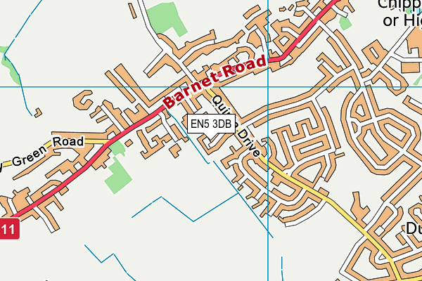 EN5 3DB map - OS VectorMap District (Ordnance Survey)