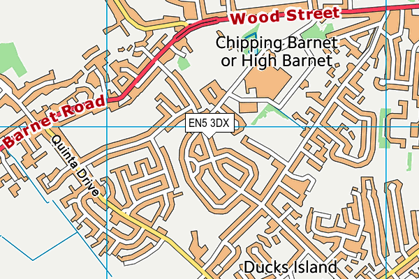 EN5 3DX map - OS VectorMap District (Ordnance Survey)