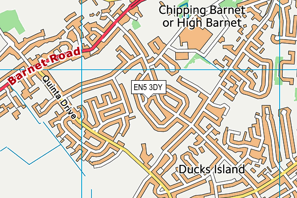 EN5 3DY map - OS VectorMap District (Ordnance Survey)