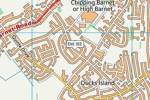EN5 3EE map - OS VectorMap District (Ordnance Survey)