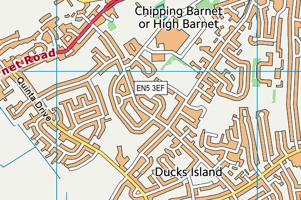 EN5 3EF map - OS VectorMap District (Ordnance Survey)