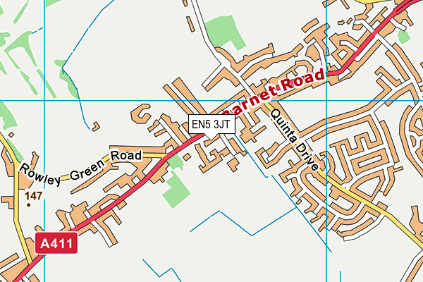 EN5 3JT map - OS VectorMap District (Ordnance Survey)