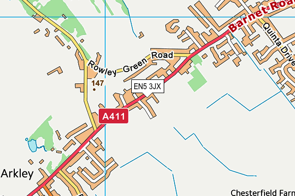 EN5 3JX map - OS VectorMap District (Ordnance Survey)