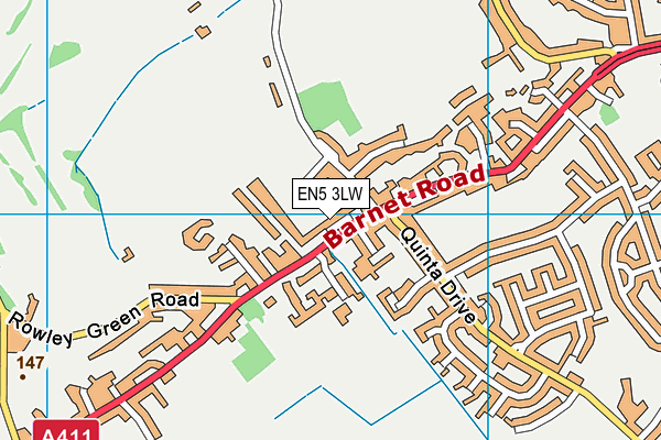 EN5 3LW map - OS VectorMap District (Ordnance Survey)