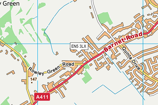 EN5 3LX map - OS VectorMap District (Ordnance Survey)