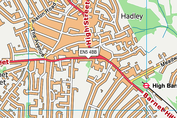 EN5 4BB map - OS VectorMap District (Ordnance Survey)