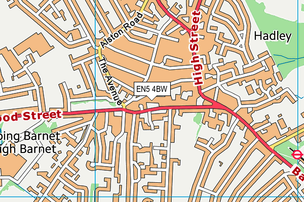 EN5 4BW map - OS VectorMap District (Ordnance Survey)