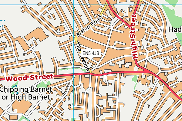 EN5 4JB map - OS VectorMap District (Ordnance Survey)