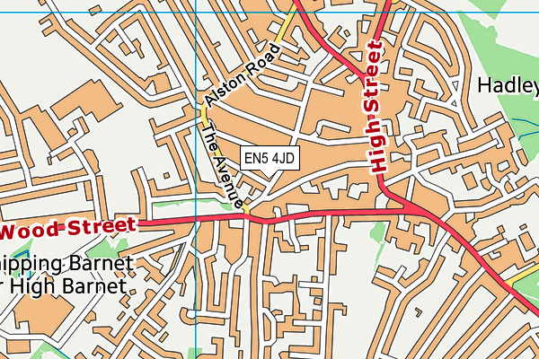 EN5 4JD map - OS VectorMap District (Ordnance Survey)