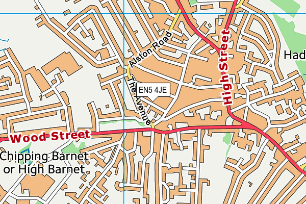 EN5 4JE map - OS VectorMap District (Ordnance Survey)