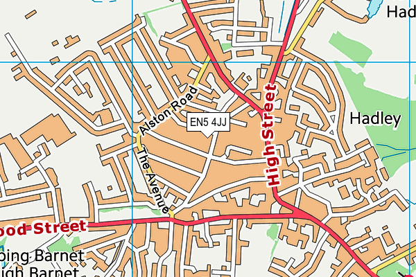 Wesley Hall map (EN5 4JJ) - OS VectorMap District (Ordnance Survey)