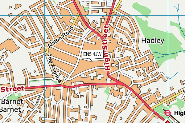 EN5 4JW map - OS VectorMap District (Ordnance Survey)