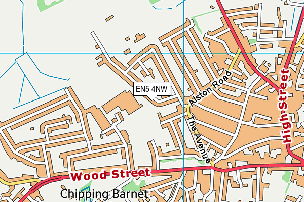 EN5 4NW map - OS VectorMap District (Ordnance Survey)