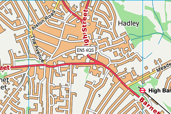 EN5 4QS map - OS VectorMap District (Ordnance Survey)