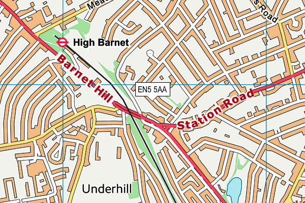 EN5 5AA map - OS VectorMap District (Ordnance Survey)