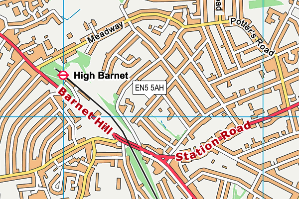 EN5 5AH map - OS VectorMap District (Ordnance Survey)