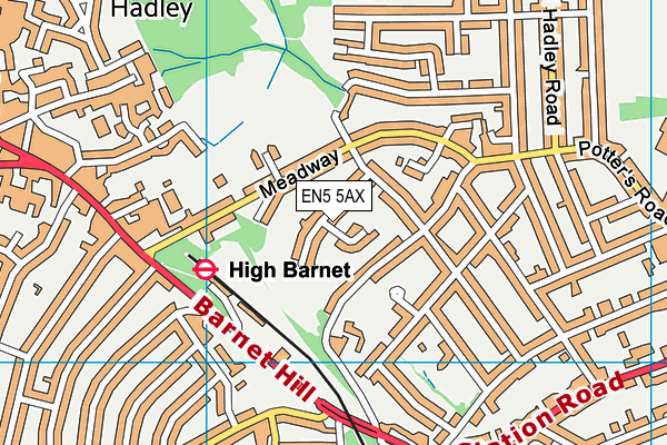 EN5 5AX map - OS VectorMap District (Ordnance Survey)