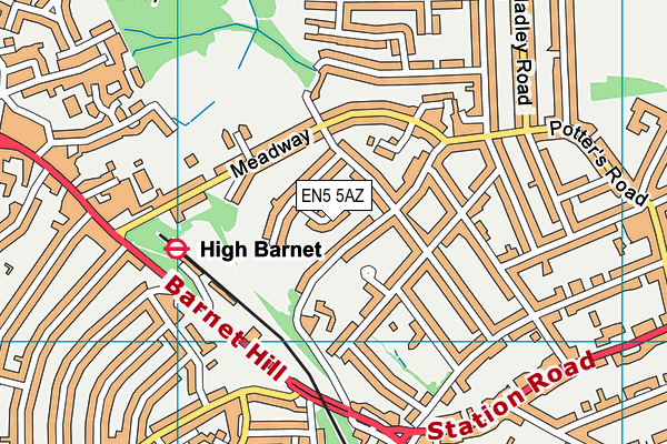 EN5 5AZ map - OS VectorMap District (Ordnance Survey)