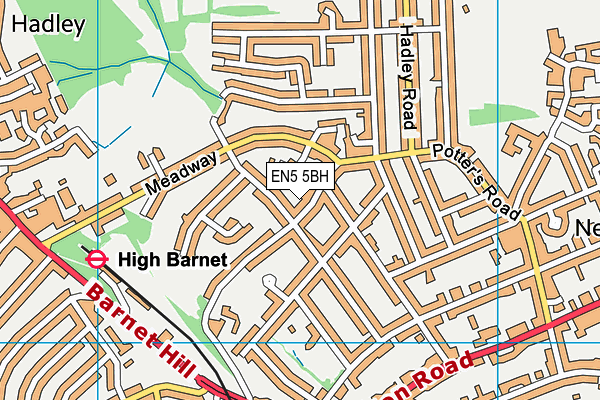 EN5 5BH map - OS VectorMap District (Ordnance Survey)