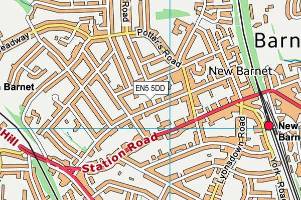 EN5 5DD map - OS VectorMap District (Ordnance Survey)