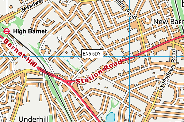 EN5 5DY map - OS VectorMap District (Ordnance Survey)