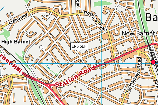 EN5 5EF map - OS VectorMap District (Ordnance Survey)