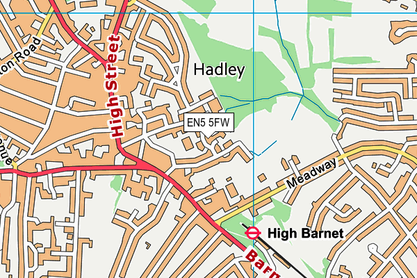 EN5 5FW map - OS VectorMap District (Ordnance Survey)