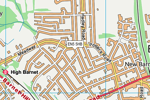 EN5 5HB map - OS VectorMap District (Ordnance Survey)
