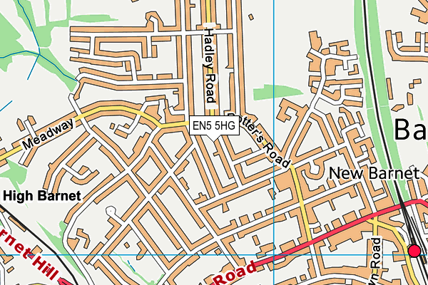 EN5 5HG map - OS VectorMap District (Ordnance Survey)