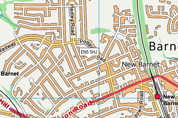 EN5 5HJ map - OS VectorMap District (Ordnance Survey)