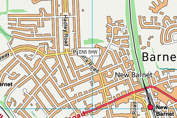 EN5 5HW map - OS VectorMap District (Ordnance Survey)
