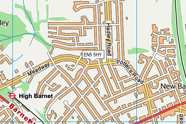 EN5 5HY map - OS VectorMap District (Ordnance Survey)