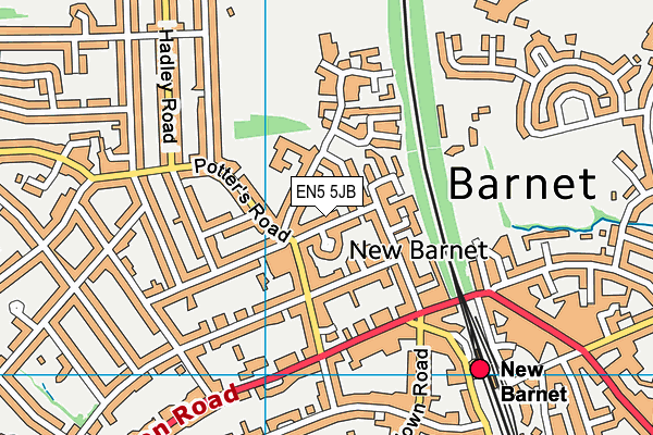 EN5 5JB map - OS VectorMap District (Ordnance Survey)