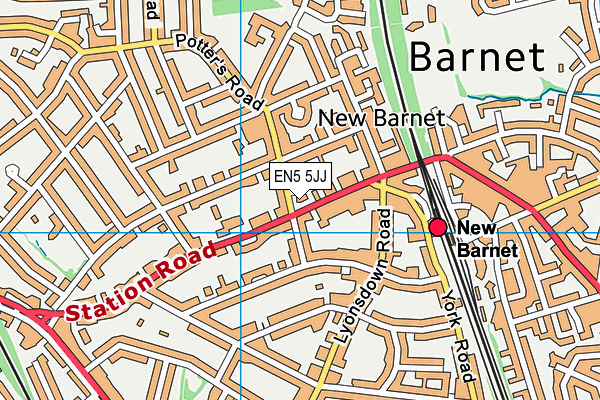 EN5 5JJ map - OS VectorMap District (Ordnance Survey)