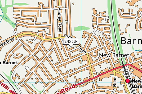 EN5 5JN map - OS VectorMap District (Ordnance Survey)