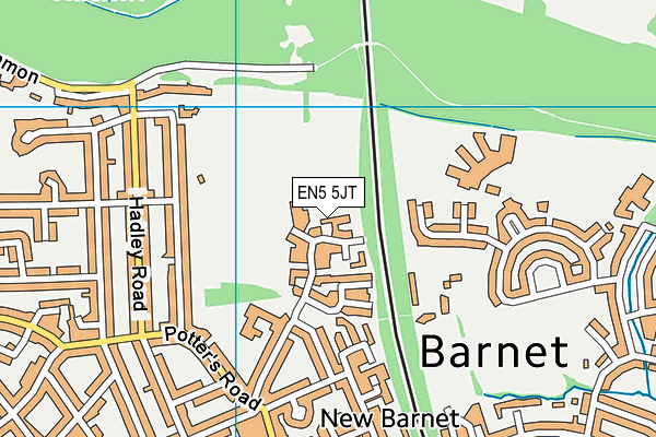 EN5 5JT map - OS VectorMap District (Ordnance Survey)