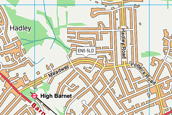 EN5 5LD map - OS VectorMap District (Ordnance Survey)