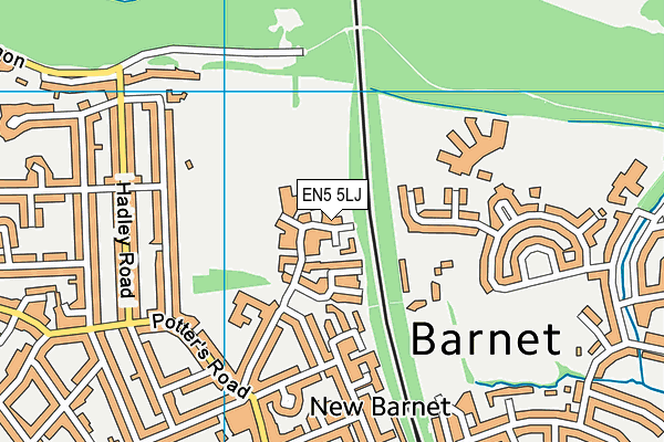 EN5 5LJ map - OS VectorMap District (Ordnance Survey)