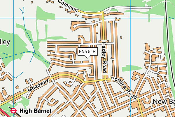 EN5 5LR map - OS VectorMap District (Ordnance Survey)