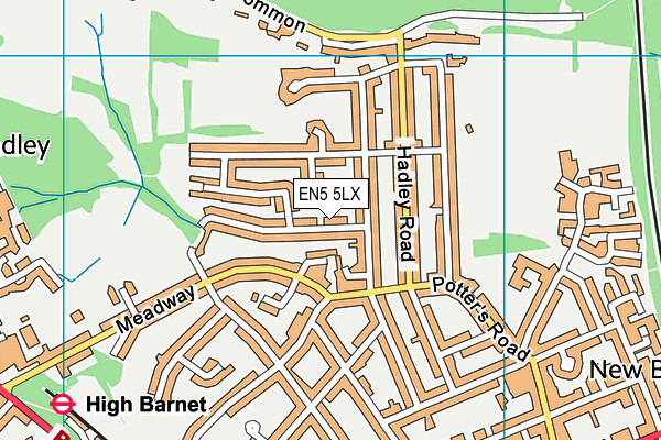 EN5 5LX map - OS VectorMap District (Ordnance Survey)
