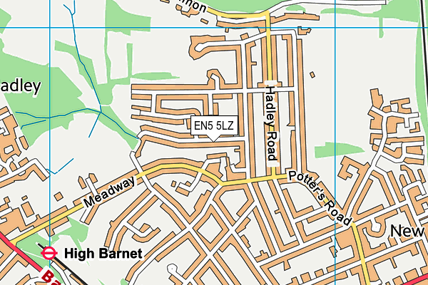 EN5 5LZ map - OS VectorMap District (Ordnance Survey)