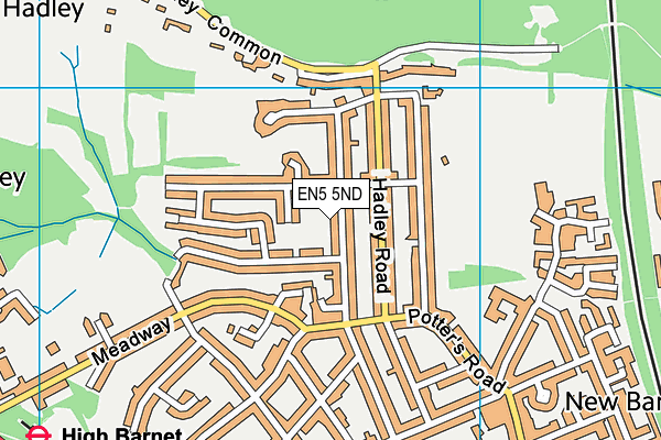 EN5 5ND map - OS VectorMap District (Ordnance Survey)