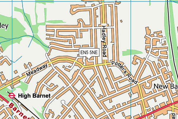 EN5 5NE map - OS VectorMap District (Ordnance Survey)