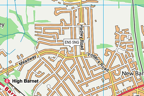 EN5 5NG map - OS VectorMap District (Ordnance Survey)